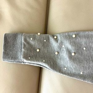 Grey Sweater Dress with Pearl Details